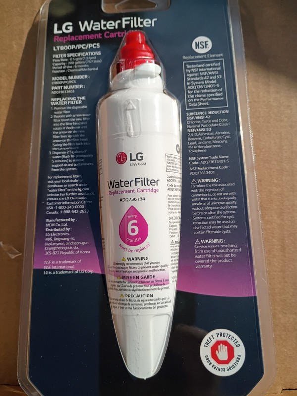 LG Filter LT800P NSF CERTIFIED- Replacement Refrigerator Water Filter ADQ736134
