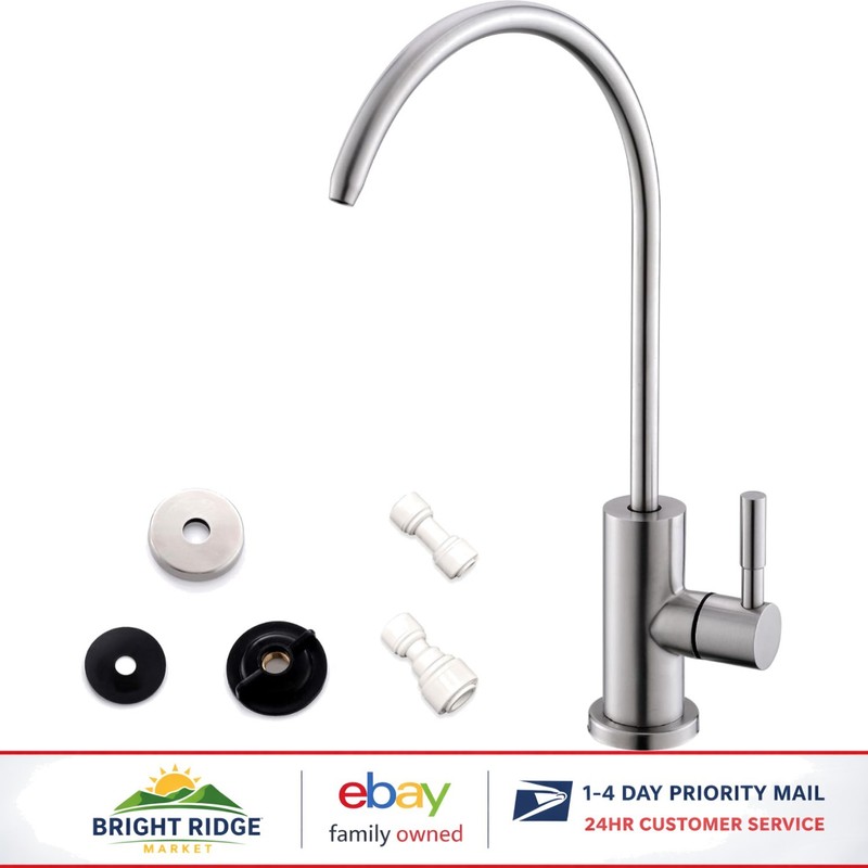 Lead Free Kitchen Water Filter Faucet with Brushed Nickel Finish and Gooseneck