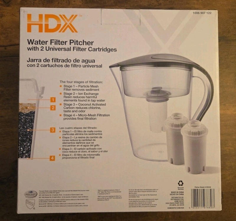 HDX 10 Cup Large Water Filter Pitcher With 2 Universal Filters BPA Free gallery
