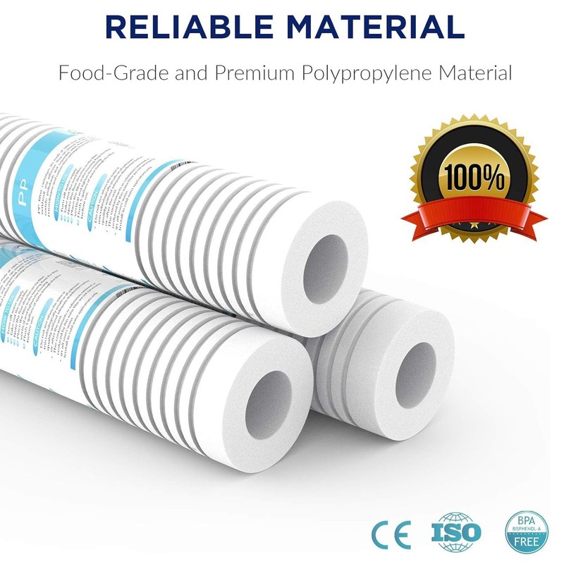 6 Pack 1 Micron 10" x 2.5" Grooved Sediment Water Filter Whole House Replacement gallery