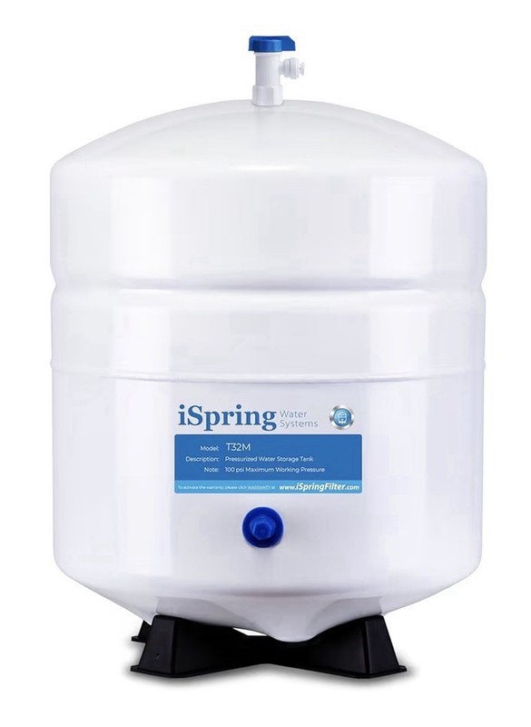 iSpring T32M Pressurized Water Storage Tank with with Ball Valve for Reverse RO