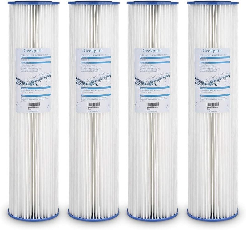 Geekpure Whole House Pleated PP Polypropylene Sediment Filter -4.5″ x 20″- PK 4