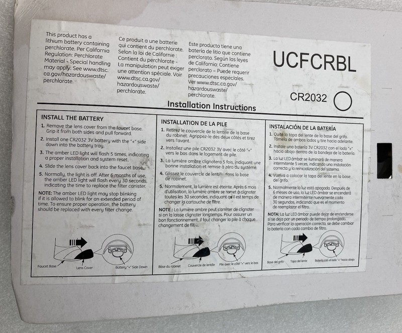 GE Chrome Faucet UCFCRBL CR2032 for GE Water Filtration System, New Sealed gallery