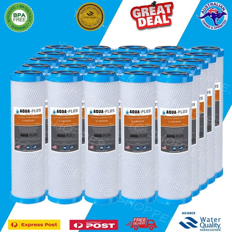 BULK 25 x 0.5 Micron 10″ x 2.5″ Coconut Carbon Block Filter Cartridges