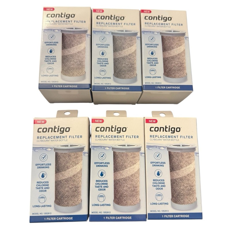 Contigo Clybourn Water Bottle Replacement Filter Cartridge Model 1352812 6 pack