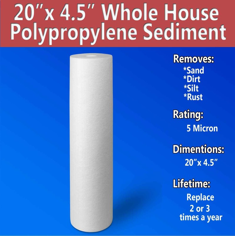 4.5" x 20" Big Blue Sediment Water Filters (5 Micron) 4 Whole House Cardridges gallery
