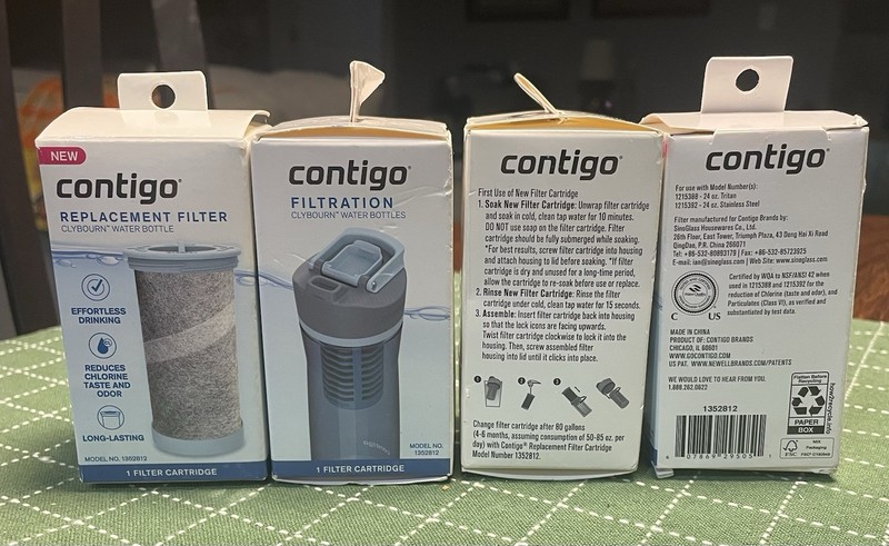 Contigo Replacement Water Filter Cartridge #1352812 Clybourn Water Bottles 4pk