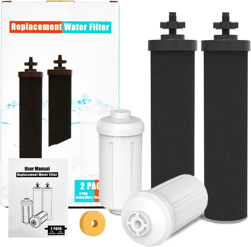 Berkey Gravity Water Filter Replacement, 2 Black Carbon Filters & 2 White Fluori gallery