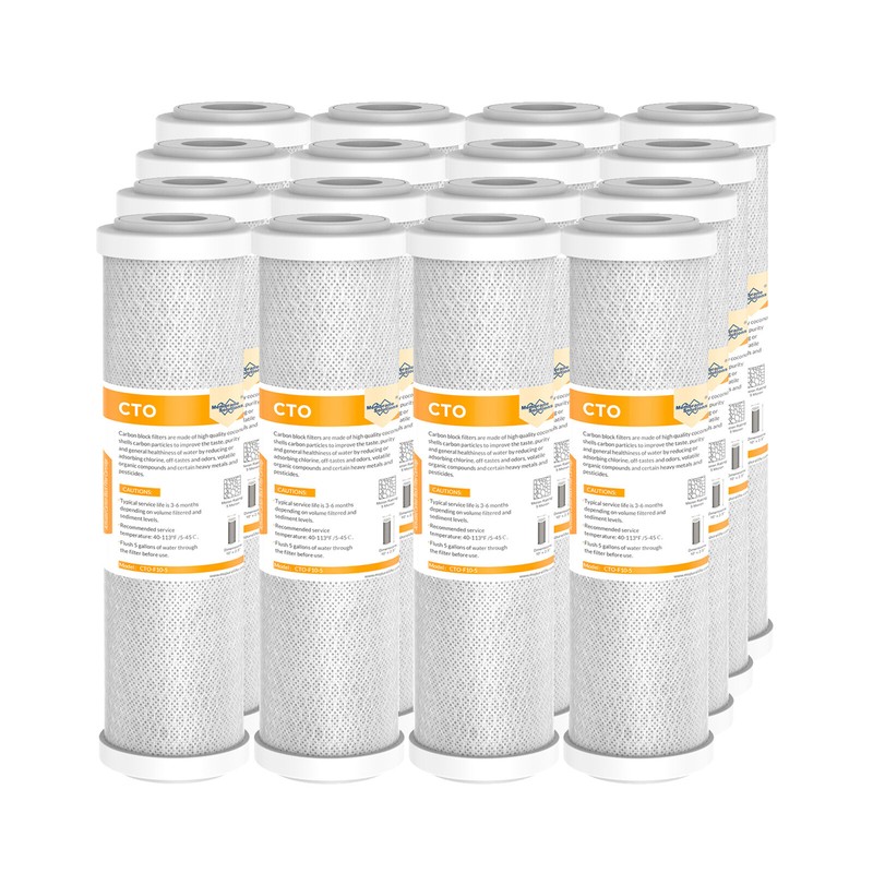 5 Micron 10″ x 2.5″ CTO Carbon Block Water Filter Sediment Cartridges 1-16 Pack