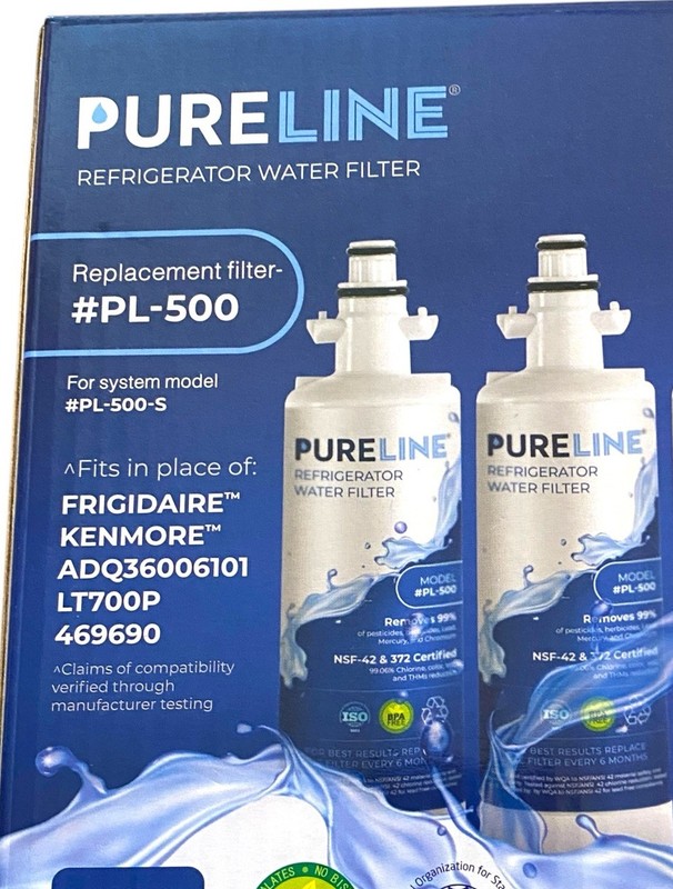 Pureline Refrigerator Water Filters 2 Pack Replacement PL-500 Frigidaire Kenmore