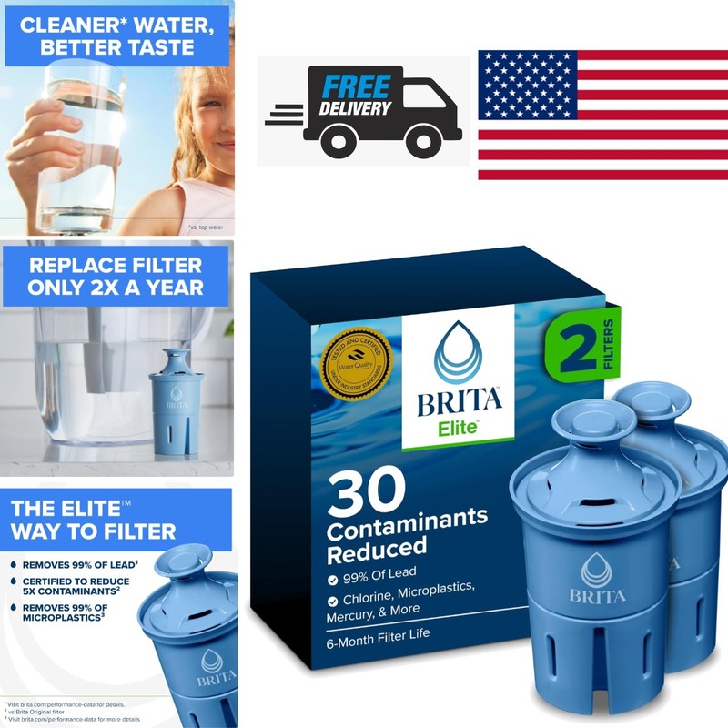 High Performance Water Filter Replacement 2 Count for Pitchers and Dispensers