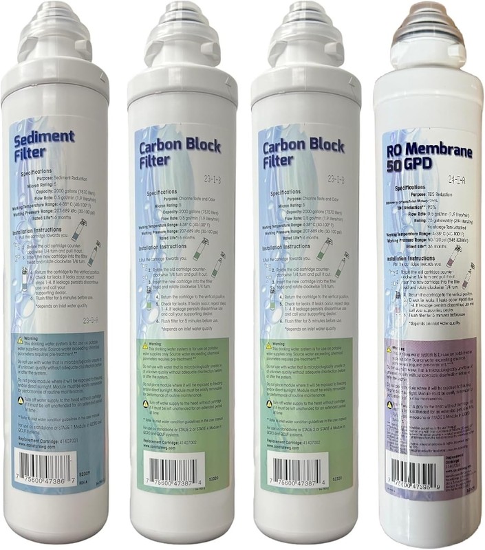 QCRO Complete Replacement Filter Kit 75 GPD for Pura/Aquaflo