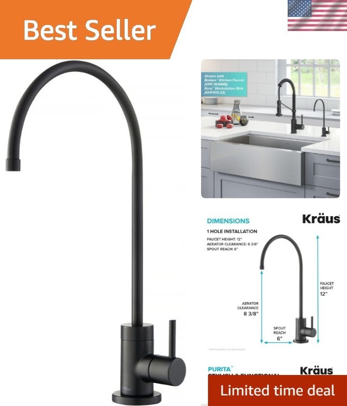 Purita Lead-Free Faucet in Matte Black – 1 GPM, Modern Kitchen Essential