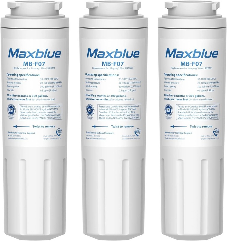 3-Pack JETERY Refrigerator Water Filter For Maytag UKF8001AXX 4396395