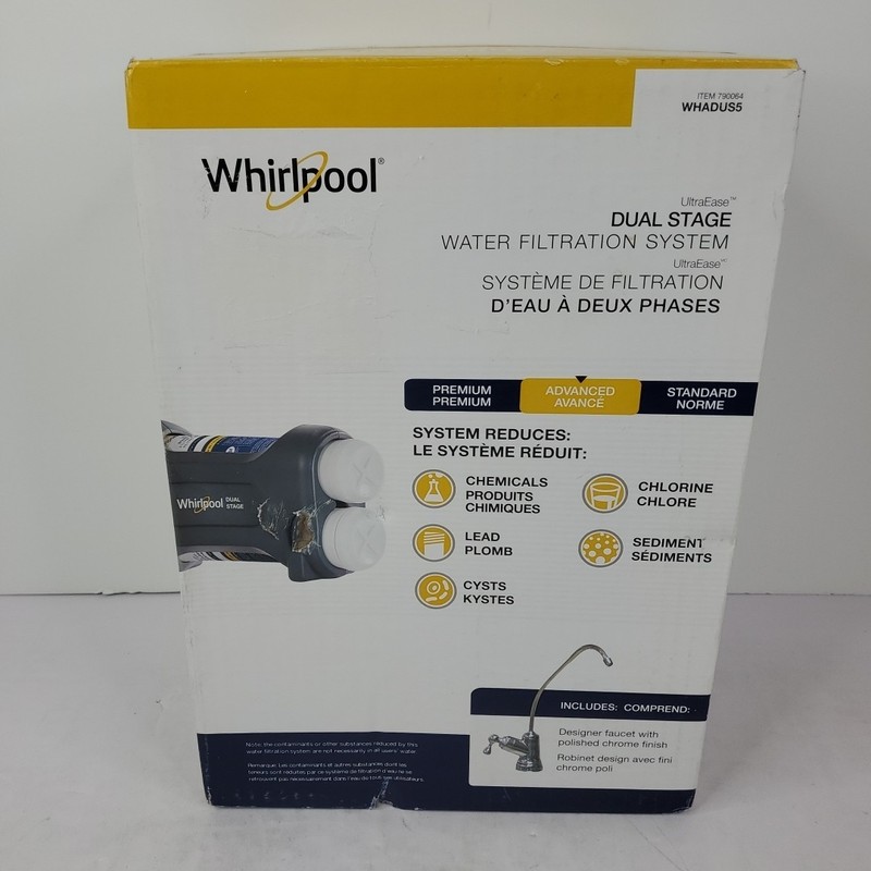 Whirlpool Ultra Ease Dual-Stage Water Filtration System w/ Faucet WHADUS5 *READ*