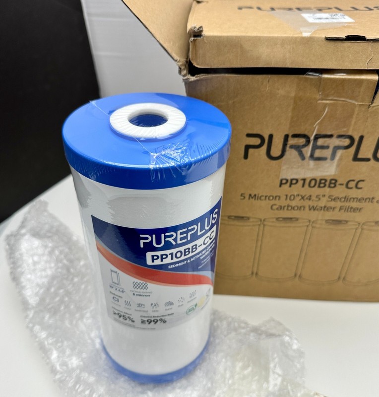x4 PUREPLUS 5 Micron 10" x 4.5" Whole House Sediment & Carbon Water Filter gallery
