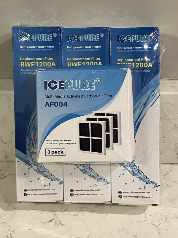 Icepure Refrigerator Water Filter RWF1200A – 3 Pack + AF004 Air Filters