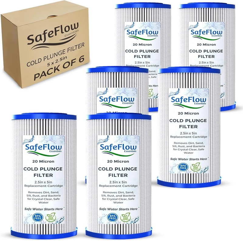 6 Pack 5×2.5 Sediment Water Filter 20 Micron Cold Plunge Pod Ice Bath Under Sink