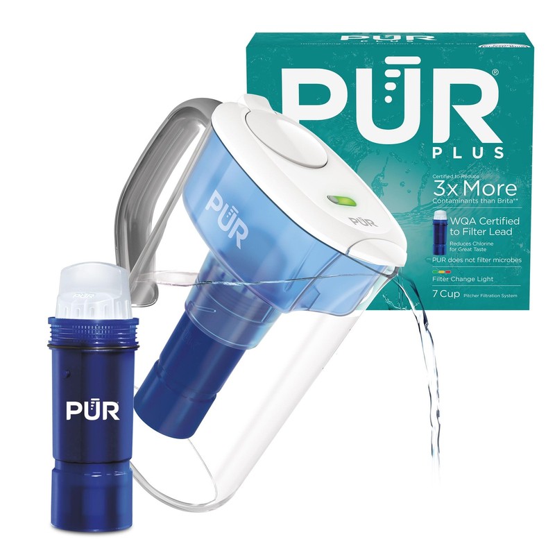 PUR Plus 7-Cup Water Filter Pitcher for Fridge, Cleaner, Great-tasting Water,