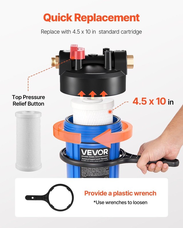 Easy-Install RV Filter System 4.5x10in 8000Gal 3.2GPM Compact gallery