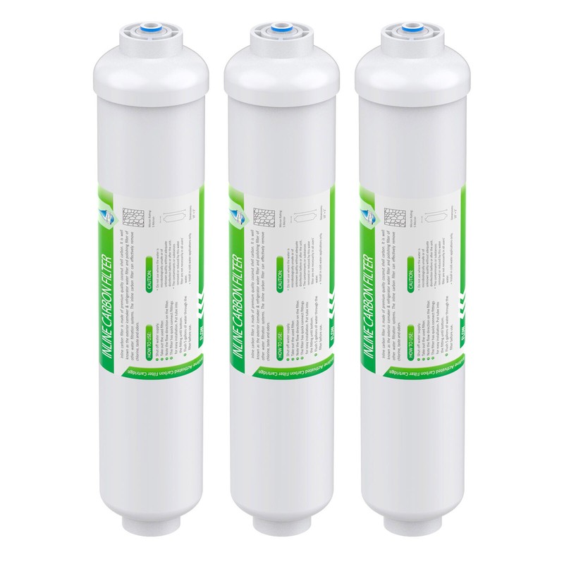 3 Pack Post Carbon Inline Water Filter Quick Connect 1/4″ QC Fridge Ice-maker