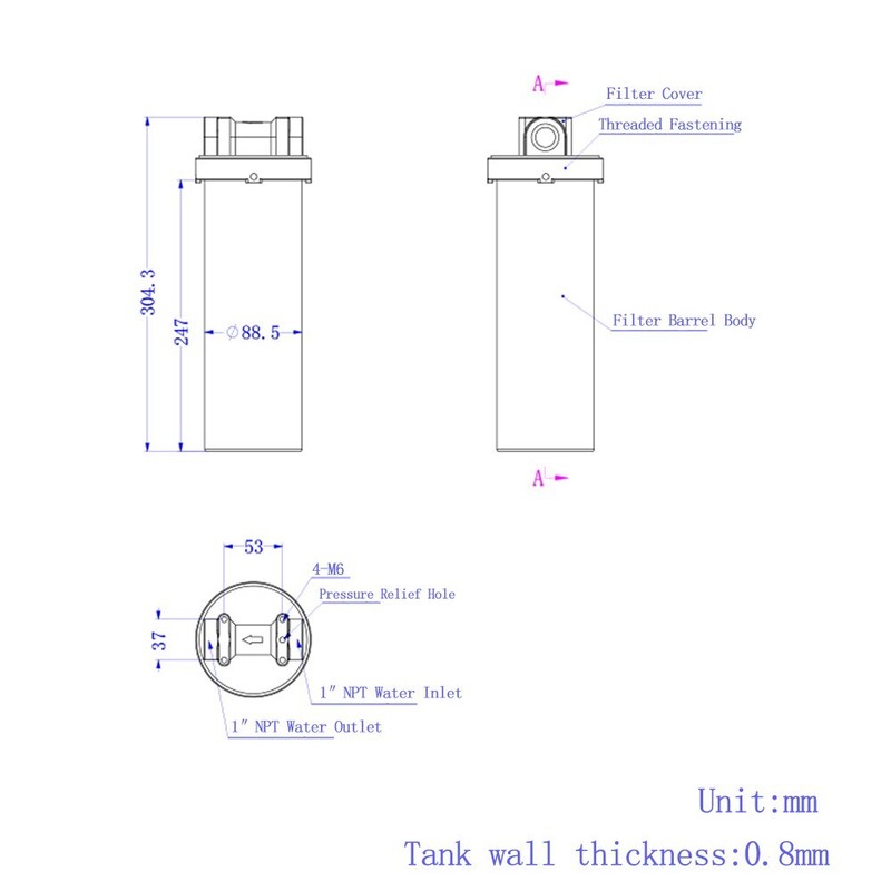 1" NPT 10" Long Water Filter Housing Corrosion-resistant Stainless Steel Filter gallery