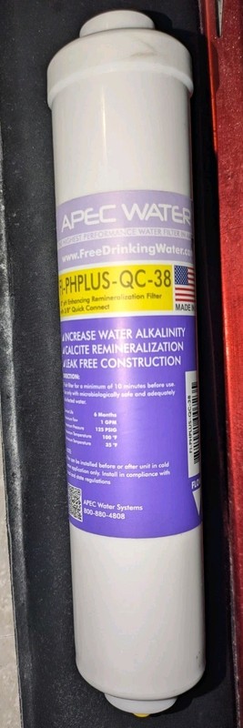 APEC 10″ High Purity pH+ Calcium Carbonate Alkaline Filter With 3/8″ QC No Box
