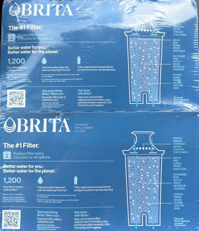 Brita Standard Water Filter for Pitchers 8-Pack BPA-Free Lasts 2 Months
