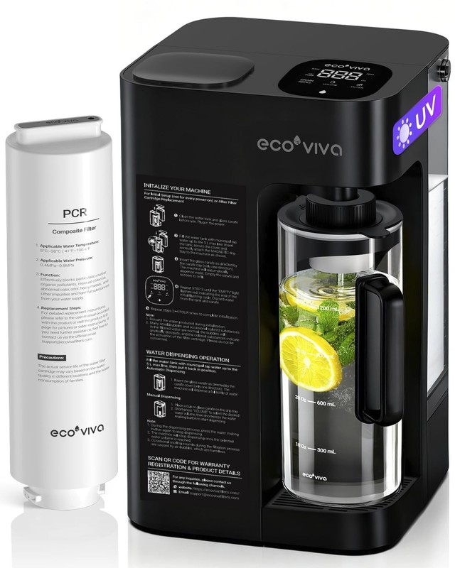 Mate 3 UV RO Water Filter Countertop, 44oz Smart Autofill, 9 Stage Filtration
