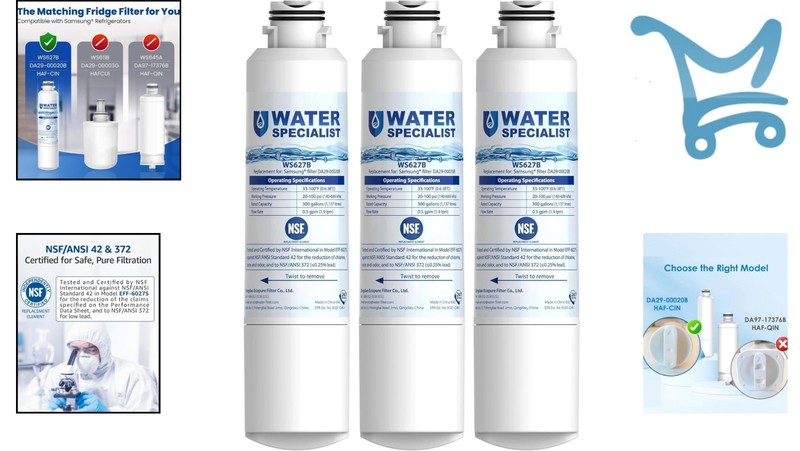 Water Filter Pack 3 Food-Grade Material NSF 42 Fit for Samsung Refrigerators gallery