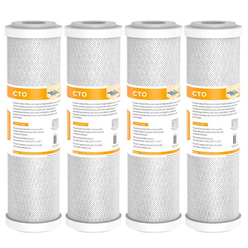 4 Pack 5μm 10″x2.5″ CTO Carbon Block Water Filter Cartridges for GE FX12P, FXWTC