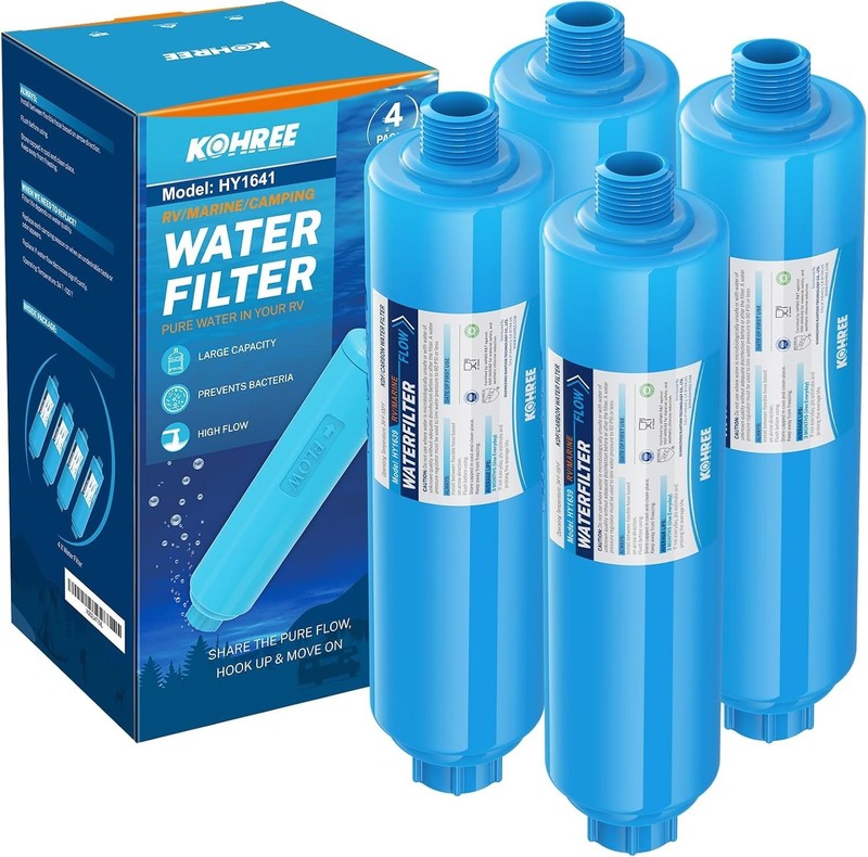 Kohree RV Inline Water Filter, NSF Certified, Camper Water Filter Reduces 4 pack