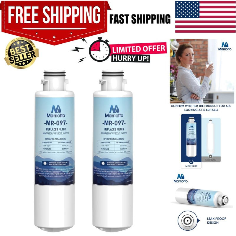 2-Pack MIWF6200 Water Filters Reducing 99% Chlorine & Impurities for Fresh Taste