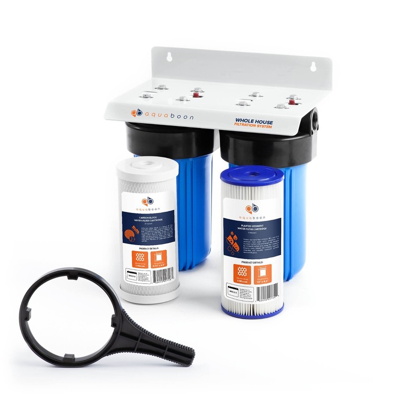 2-Stage Big Blue 10″ Whole House+Bracket+ Pleated Sediment+Carbon Block Filters