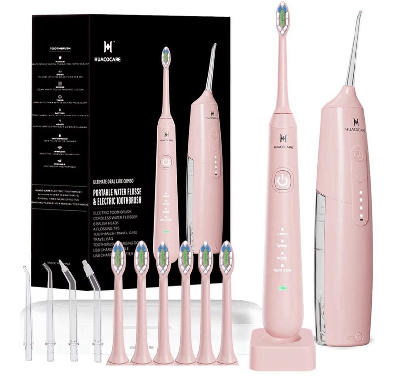 2-1 Oral Clean Kit- Water Dental flosser & Electric Toothbrush Combo- Pink