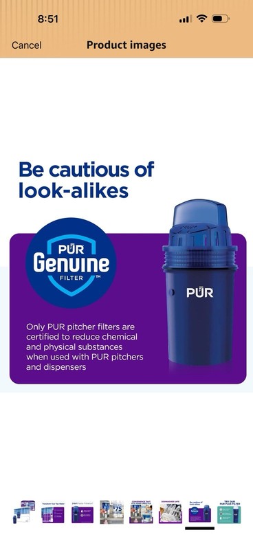 PUR 30-Cup Filter Jug Water Dispenser, Carbon Filter, Blue/White/Clear gallery