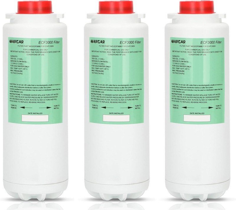 ECF3000 Water Filter 3 Pack for Elkay ezH2O WaterSentry Plus 3000 Gallon ERF750