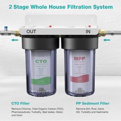 SimPure 2-Stage 10×4.5″ Big Blue Water Filter Housing System Whole House Replace