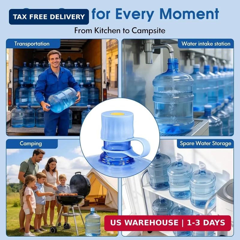 RealPlus 3-Pack Silicone 5 Gallon Water Jug Cap, Reusable Lids for 2/3/4/5 Gal B gallery