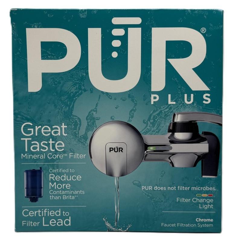 PUR PLUS Horizontal Faucet Mount Filtration System PFM400H – Chrome, Fits Most