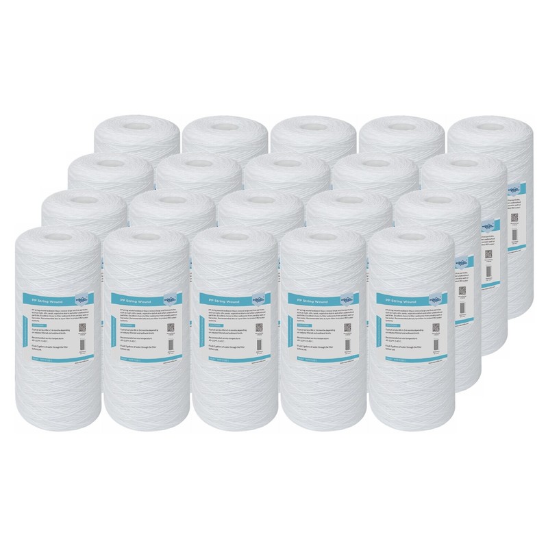 10″ x 4.5″ 1/5/10 Micron String Wound Sediment Water Filter for Big Blue 20 Pack