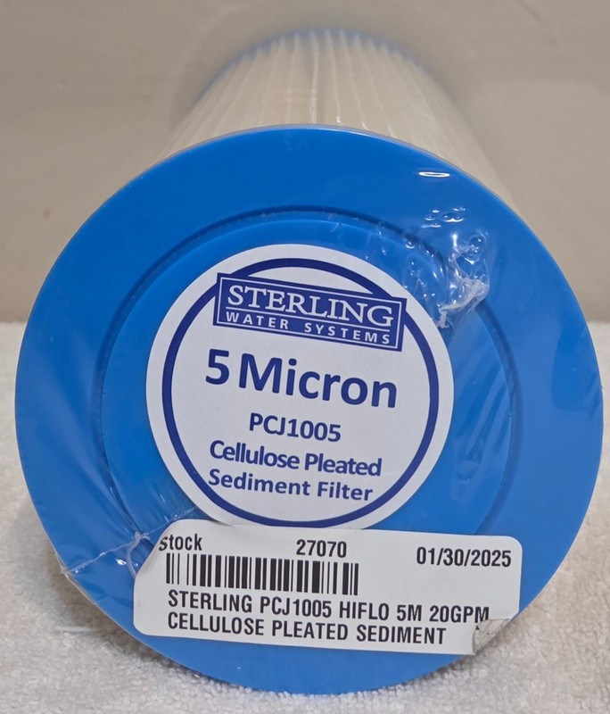 STERLING WATER SYSTEM 5 MICRON PCJ1005 20GPM CELLULOSE PLEATED SEDIMENT NEW