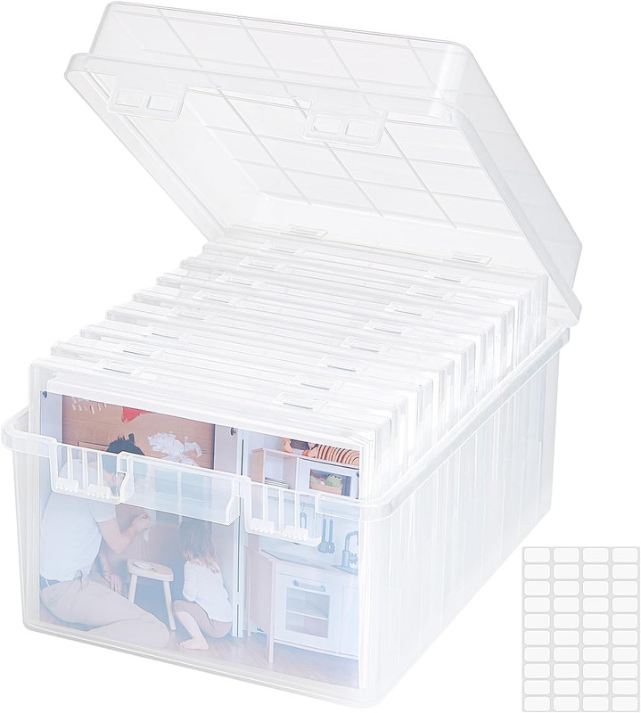 Photo Storage Box 5X7 Photo Case, 9 Pcs Inner Photo Storage Containers, Clear Ph