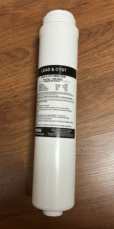 PHSI Pure Water Technology Lead & Cyst Carbon Filter Cartridge Part # 1100-0003