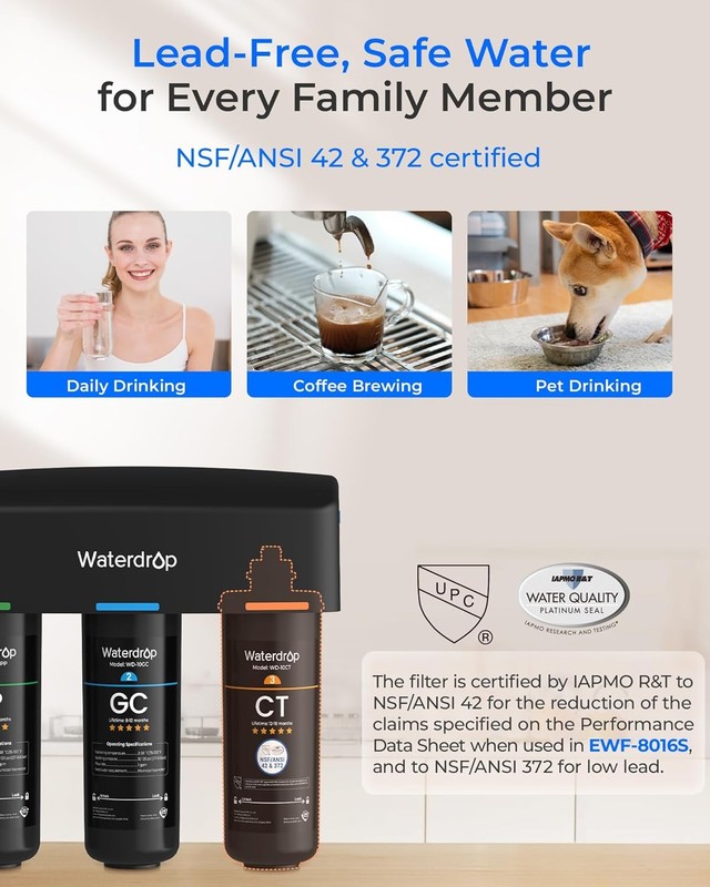 Waterdrop TSA 8 Layer Under Sink Water Filter System, Reduces PFAS, PFOA/PFOS gallery