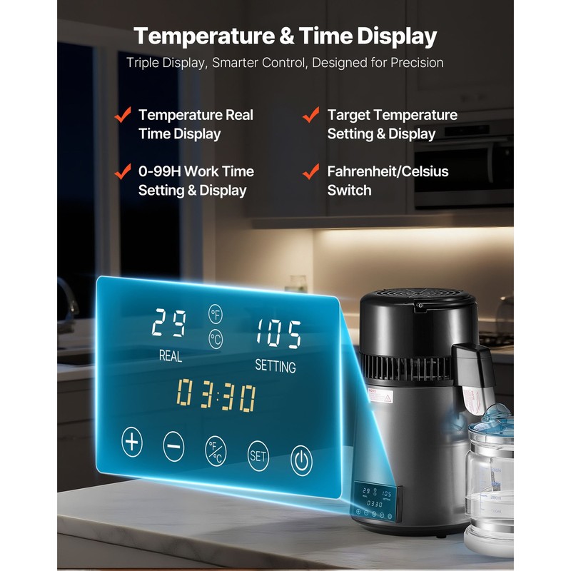Uimoso 4L Countertop Water Purifier Machine 1750W Stainless Steel with Container gallery