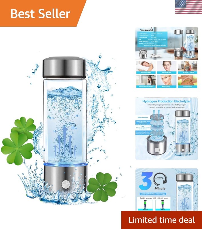 Portable Hydrogen Water Ionizer - Rechargeable 420ml Hydration Bottle for Health