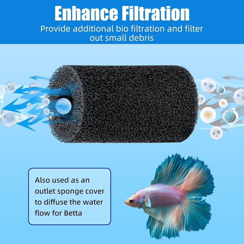 6-Pack Pre-Filter Sponge for Aquarium Shrimp Fry Fish Tank Filter 1” Intake, ... gallery