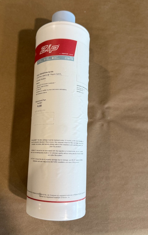 Zip Water Scale Prevention Filter Replacement Cartridge 2,250 L (595 Gal) NEW