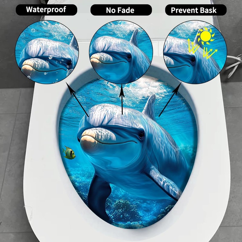 1Pcs Dolphin Decoration Stickers，Waterproof -Adhesive Cover Tank Decoration D... gallery